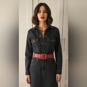 Universal Threads Dark Wash Denim Long Dress Jumpsuit Romper Size 10 NWT